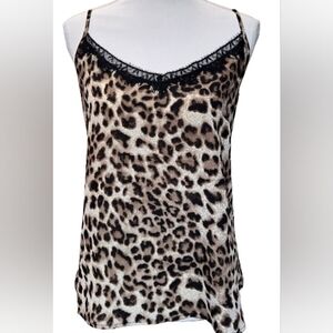 Lavish Leopard Print Cami with Black Lace. Sz XL
